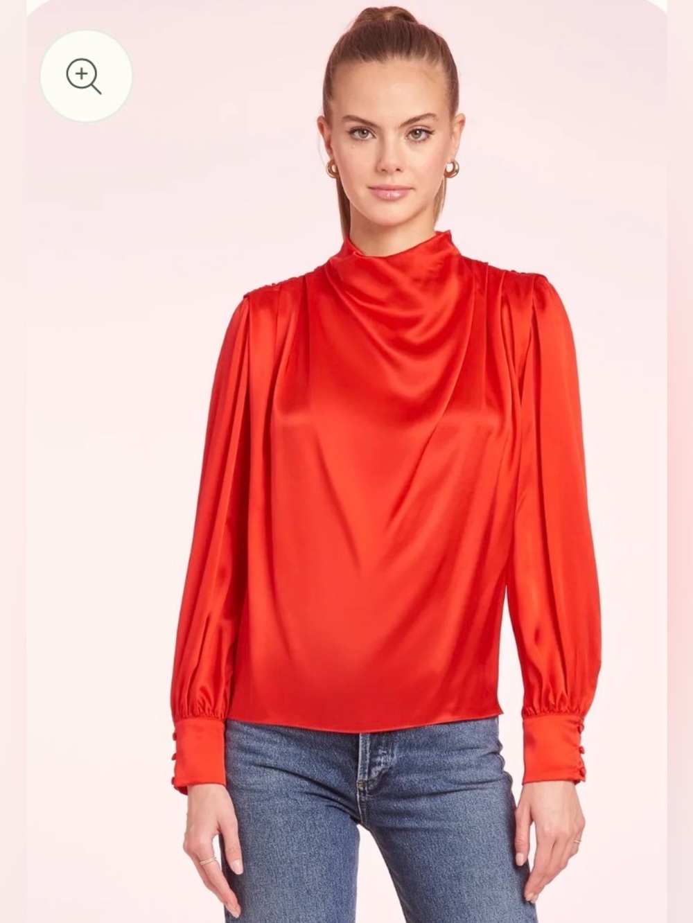 Amanda Uprichard Jacinda Red 100% Silk Draped Blouse Size Medium
